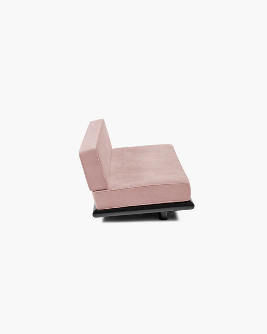 Canapé velours rose + cadre chêne noir Ono 3