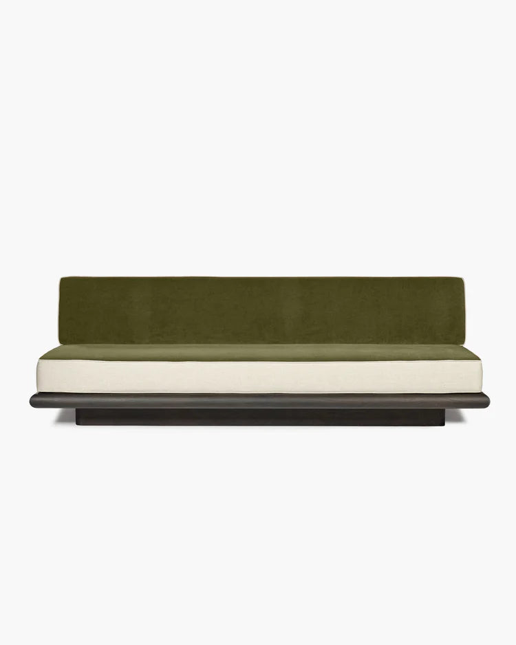 Ono 3 Cream Fern Velvet Sofa + Brown Oak Frame