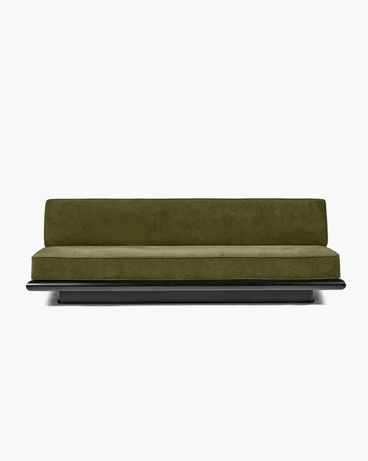Canapé velours fougère + cadre tulipier teinté foncé Ono 3