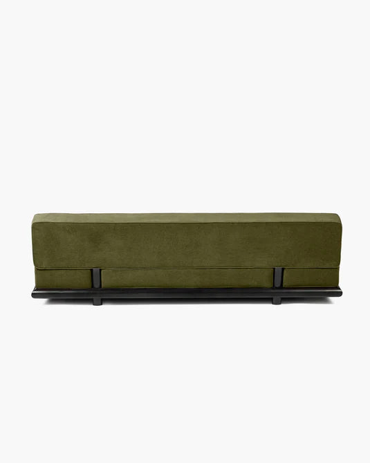 Canapé velours fougère + cadre tulipier teinté foncé Ono 3