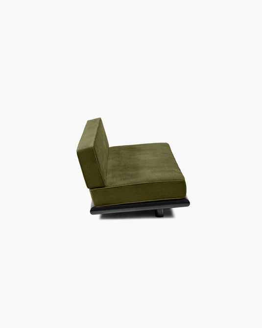 Canapé velours fougère + cadre tulipier teinté foncé Ono 3