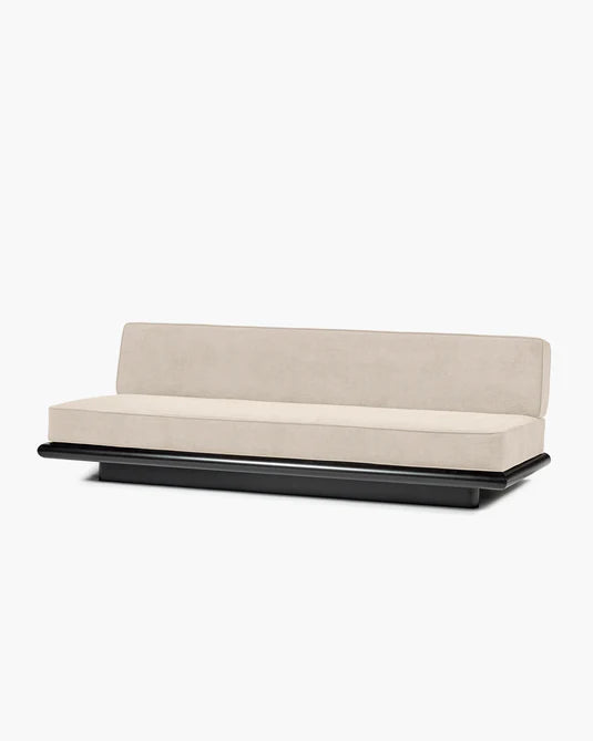 Grey velvet sofa + dark stained tulip frame Ono 3