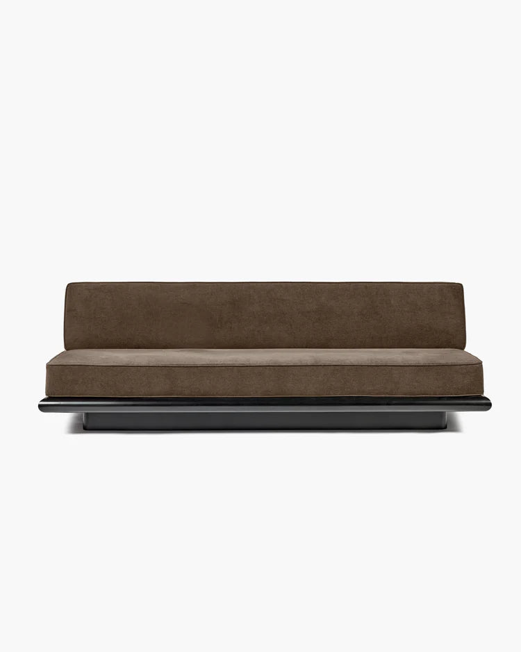 Velvet teddy sofa + dark stained tulip frame Ono 3