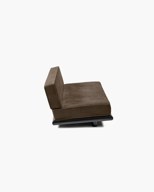 Canapé velours teddy + cadre tulipier teinté foncé Ono 3