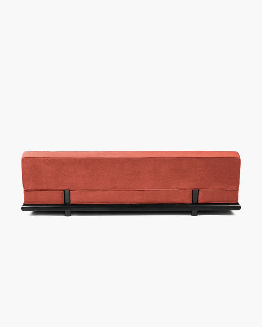 Canapé velours orange + cadre tulipier teinté foncé Ono 3