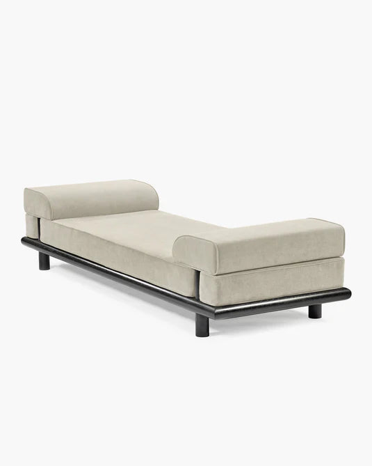 Beth natuurlijke kokosnoot slaapbank + zwart gebeitst eiken frame