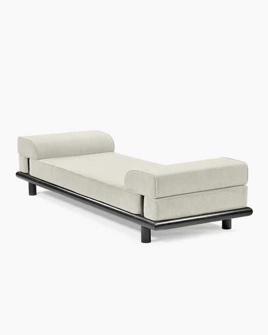 Beth crème coco slaapbank + zwart gebeitst eiken frame