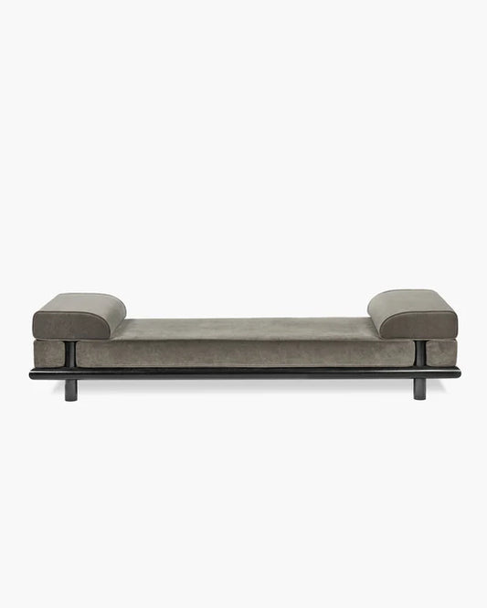 Beth taupe velvet daybed + black stained oak frame