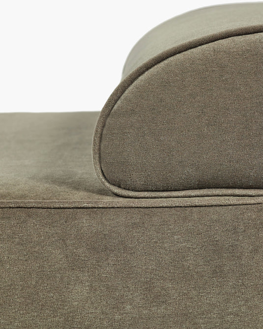 Lit de jour velours taupe + cadre chêne teinté noir Beth