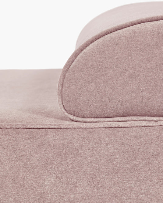 Beth roze fluwelen slaapbank + zwart gebeitst eiken frame