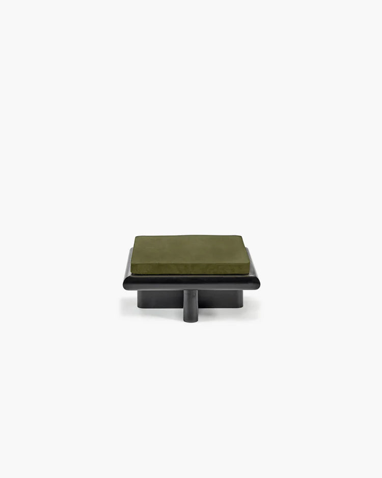 Banc S velours fougère + cadre tulipier teinté foncé Taka