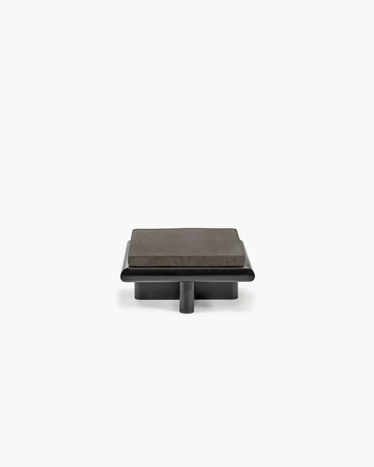 Banc S velours mode + cadre tulipier teinté foncé Taka