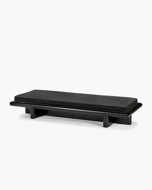Taka L black licot bench + dark stained tulip frame