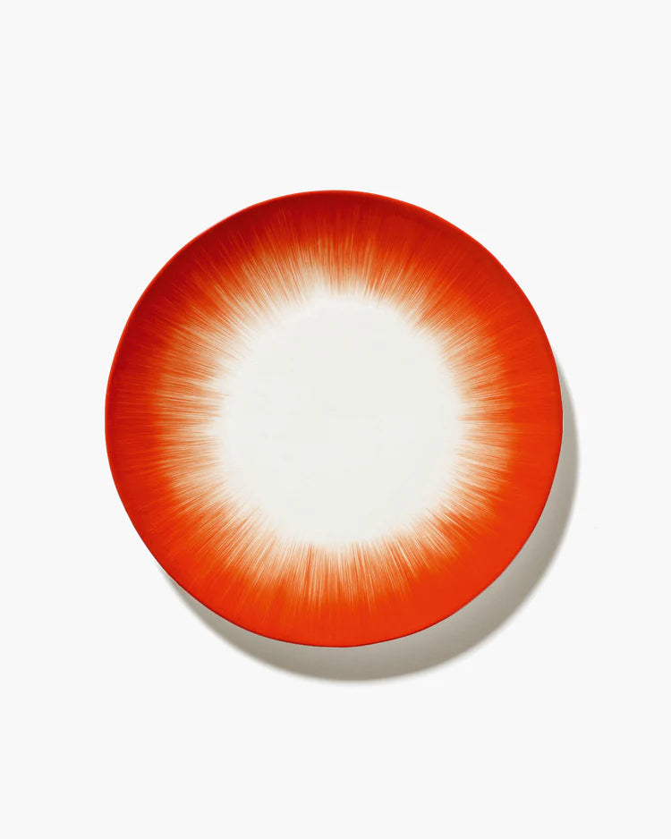 Assiette d'entrée blanc/rouge variation 5 Dé