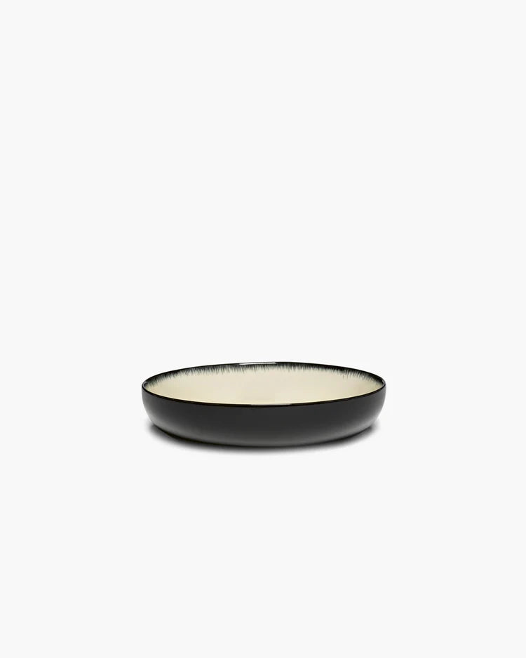Assiette creuse M blanc/noir variation d Dé