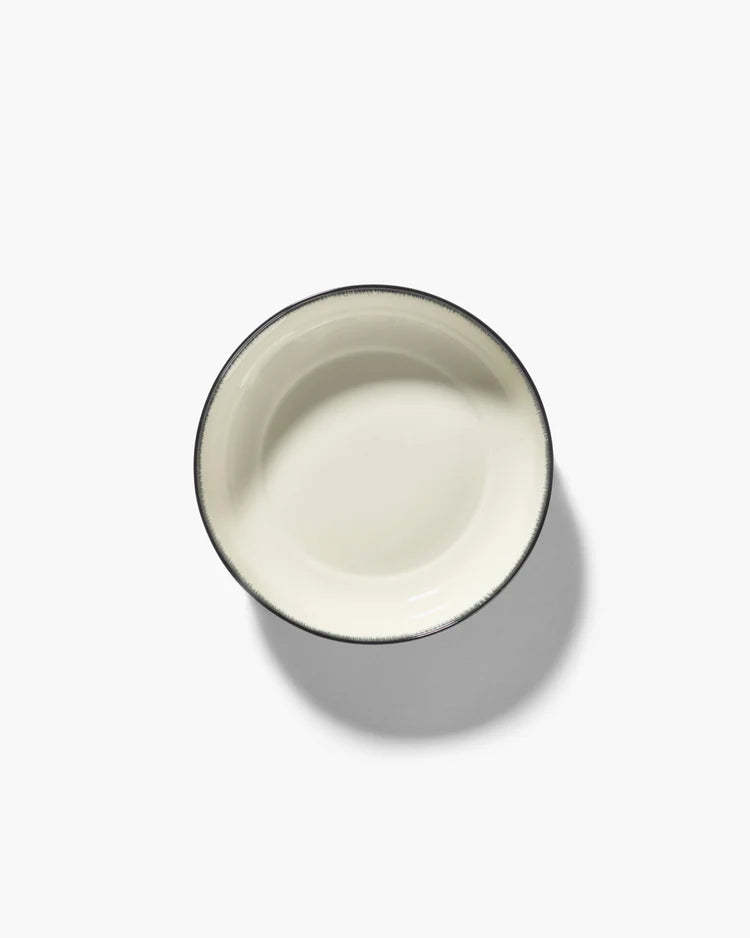 Assiette creuse M blanc/noir variation d Dé