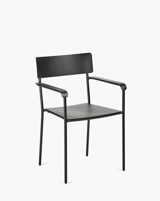Chaise d'extérieur avec accoudoir S August Noir