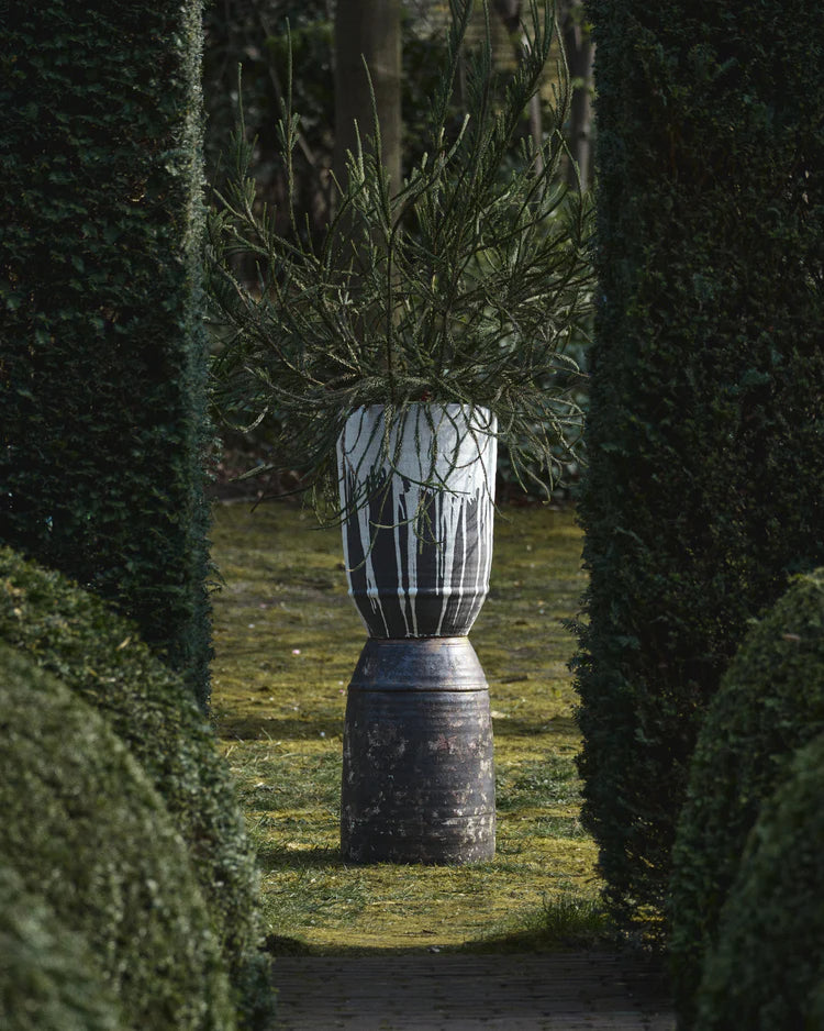 Plantenbak 02 L gebroken wit/donkerbruin