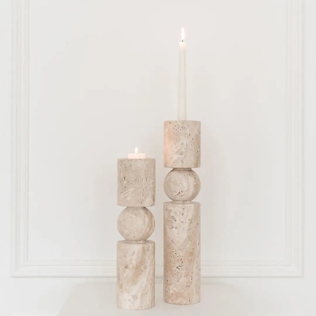 Travertino double candle holder