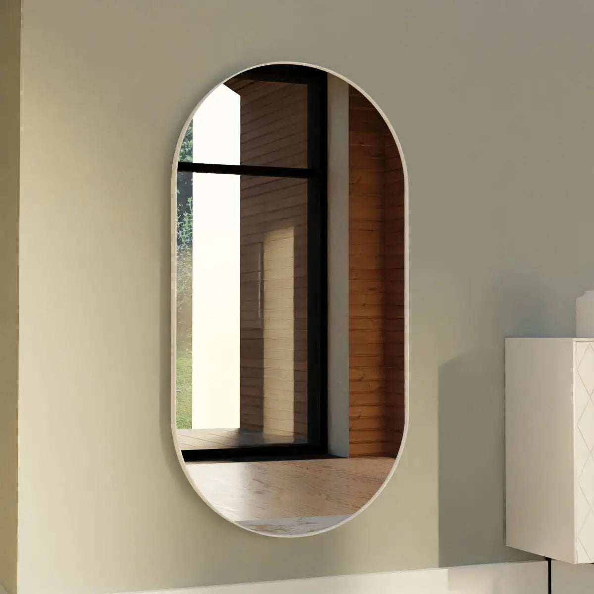 Ovalo white mirror