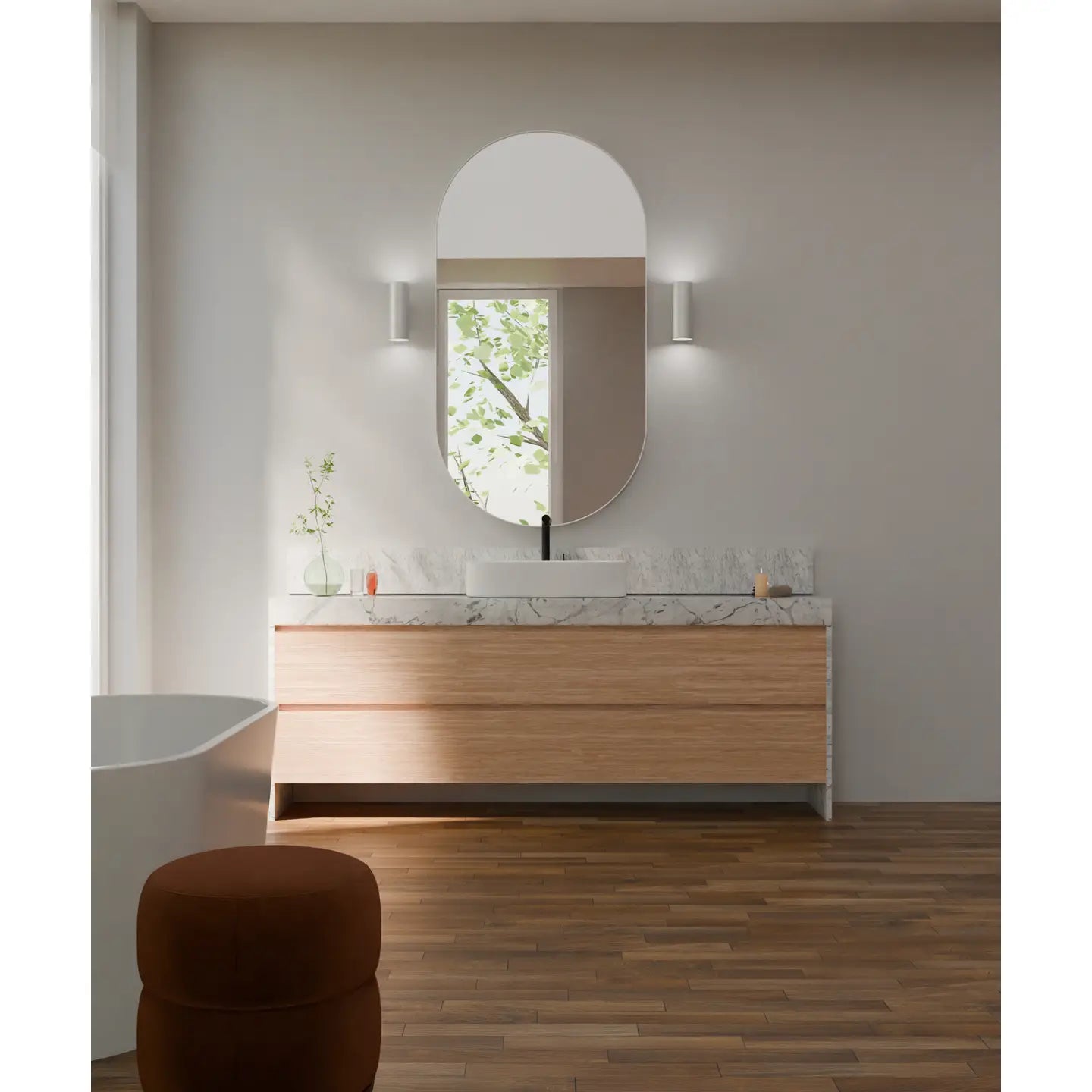 Ovalo white mirror