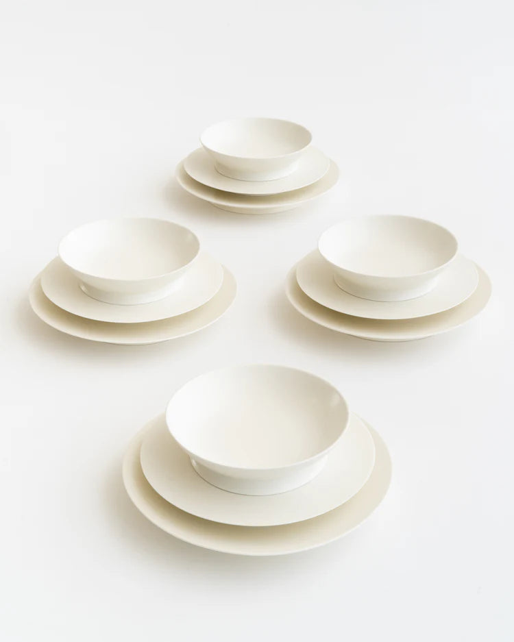 Ensemble pour le dîner 12 pièces blanc cassé Ra