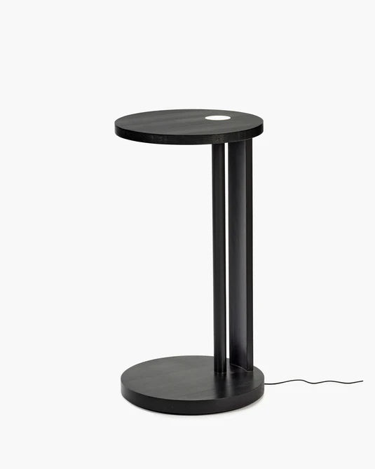 Aura cream beech L side table with LED lighting