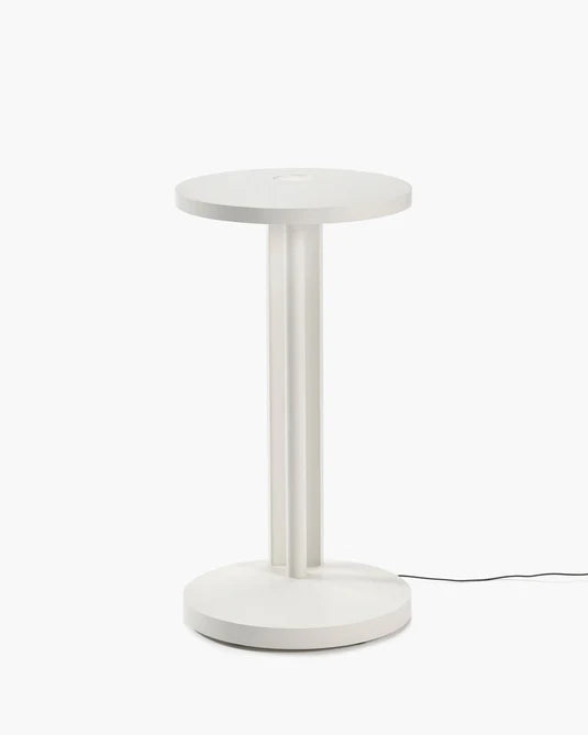 Aura L-shaped side table with LED lighting, white beech