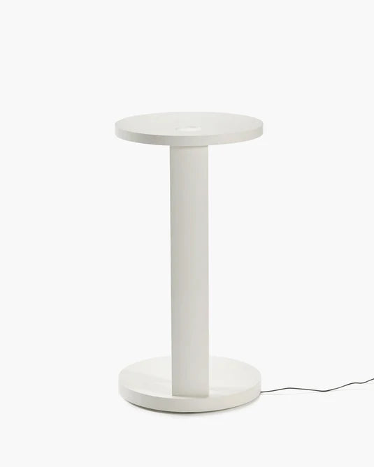 Aura L-shaped side table with LED lighting, white beech