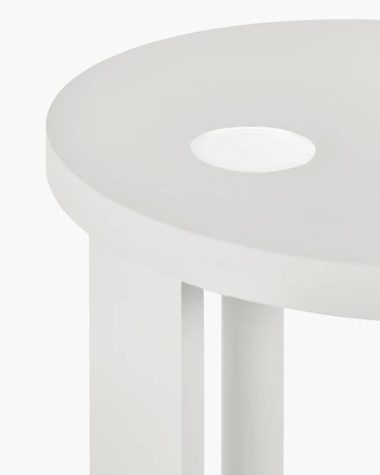 Aura L-shaped side table with LED lighting, white beech