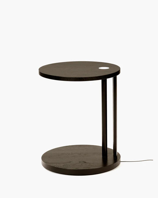 Side table S with LED lighting brown oak Aur
