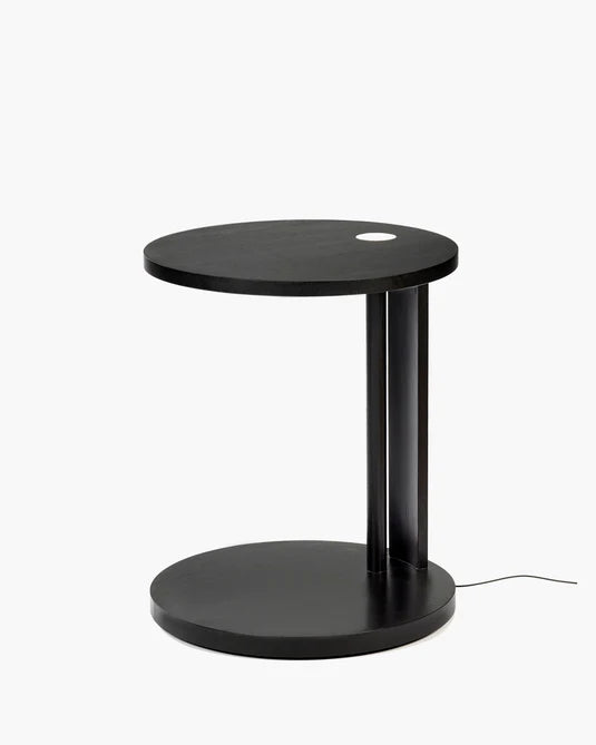 Aura S side table with LED lighting, black beech