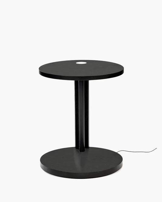 Aura S side table with LED lighting, black beech