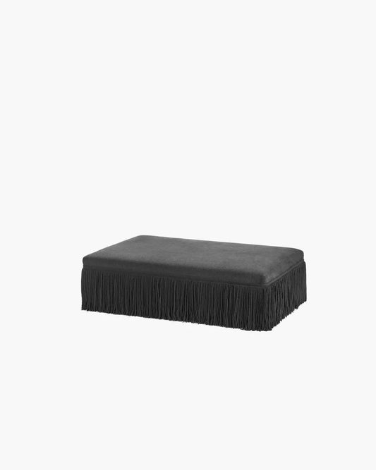 Pouf L noir avec franges noires Frin