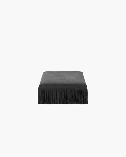 Pouf L noir avec franges noires Frin