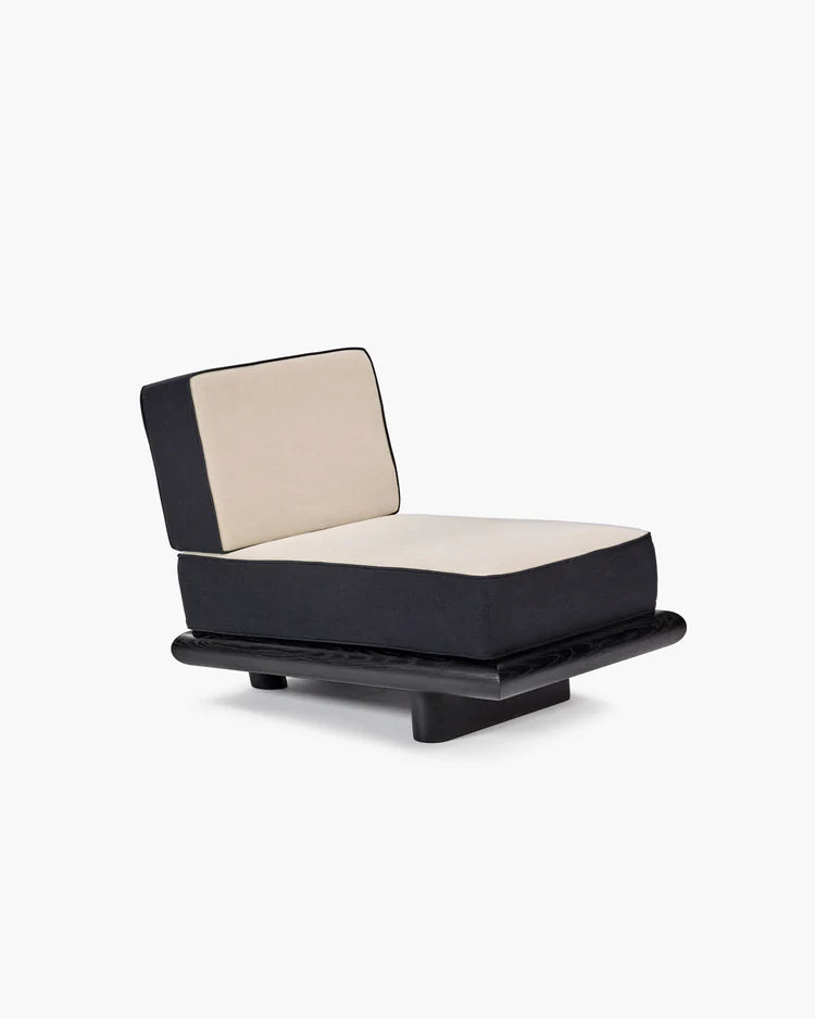 Grijze fluwelen bank + zwart linnen + zwart frame Ono 1