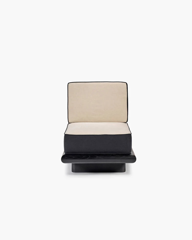 Canapé velours gris + lin noir + cadre noir Ono 1