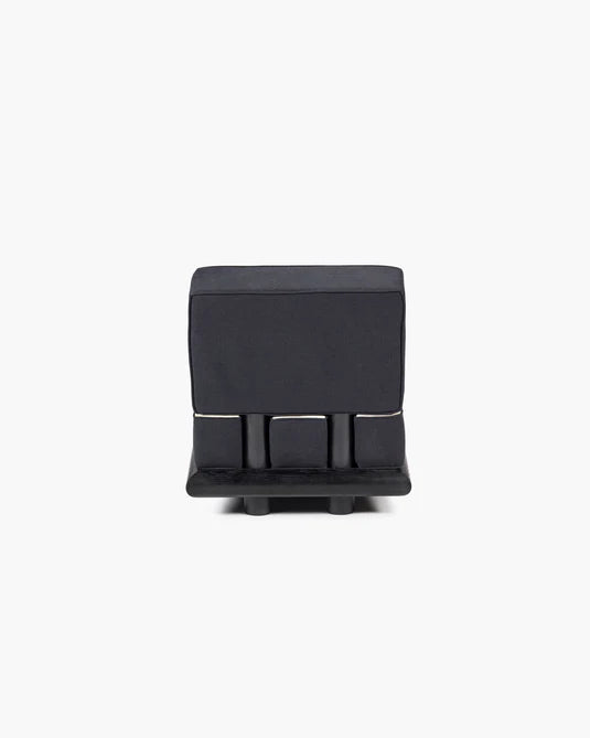 Canapé velours gris + lin noir + cadre noir Ono 1