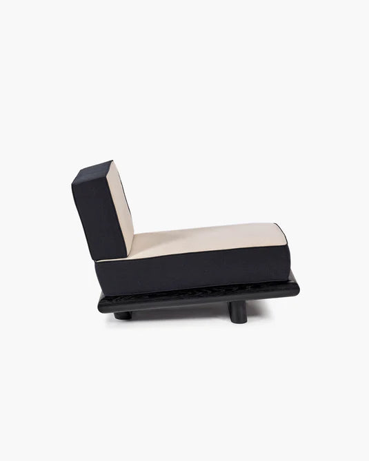 Canapé velours gris + lin noir + cadre noir Ono 1