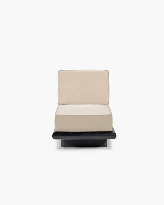Canapé velours gris + cadre chêne noir Ono 1