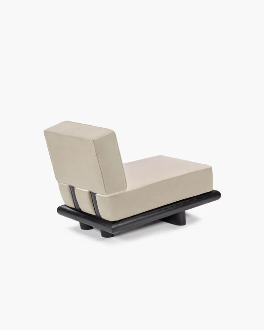 Grijze fluwelen bank + zwart eiken frame Ono 1