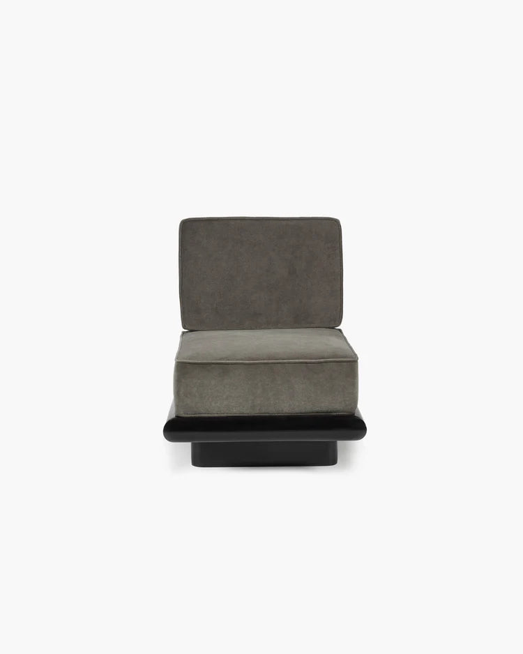 Canapé velours taupe + cadre chêne noir Ono 1