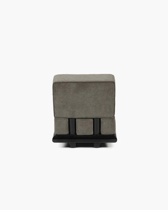 Canapé velours taupe + cadre chêne noir Ono 1