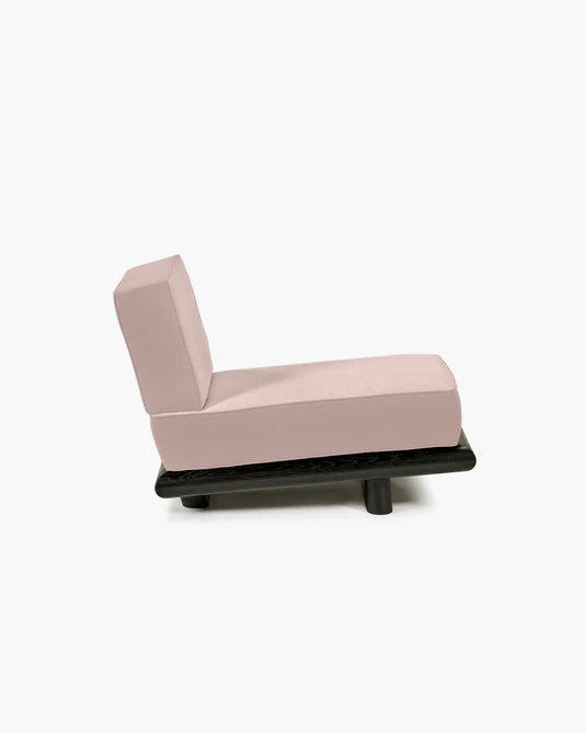 Canapé velours rose + cadre chêne noir Ono 1