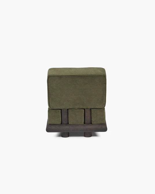 Varen fluwelen bank + bruin eiken frame Ono 1