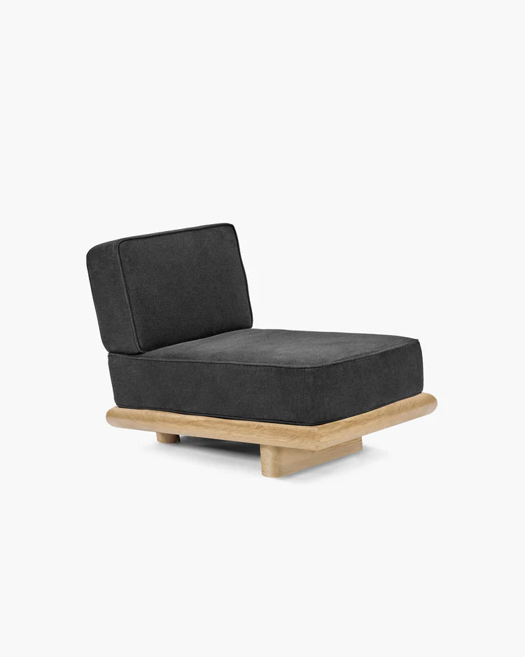 Zwarte licot bank + natuurlijk eiken frame Ono 1