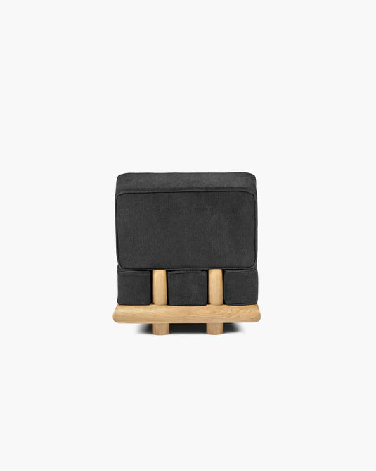 Canapé noir licot + cadre chêne naturel Ono 1