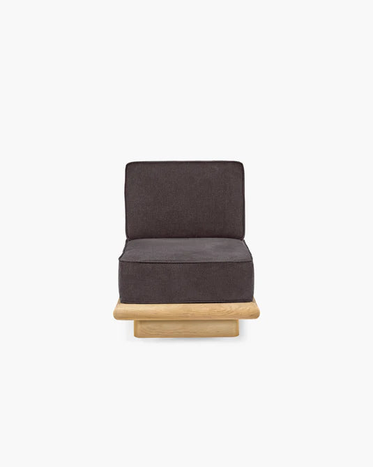 Canapé velours ombre + cadre chêne naturel Ono 1