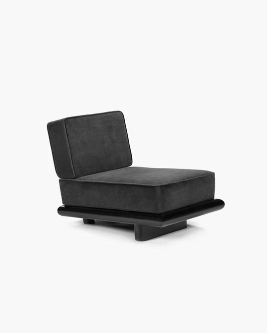 Canapé licot noir + cadre tulipier teinté foncé Ono 1