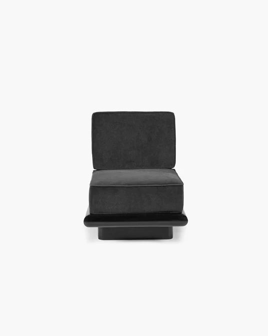 Zwarte licot bank + donker gebeitst tulp frame Ono 1